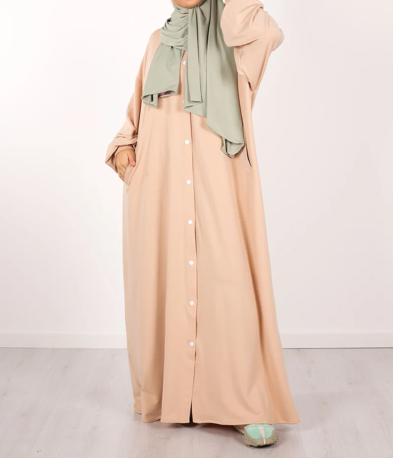 Knopf Abaya Suwayda Baumwolle - Puder