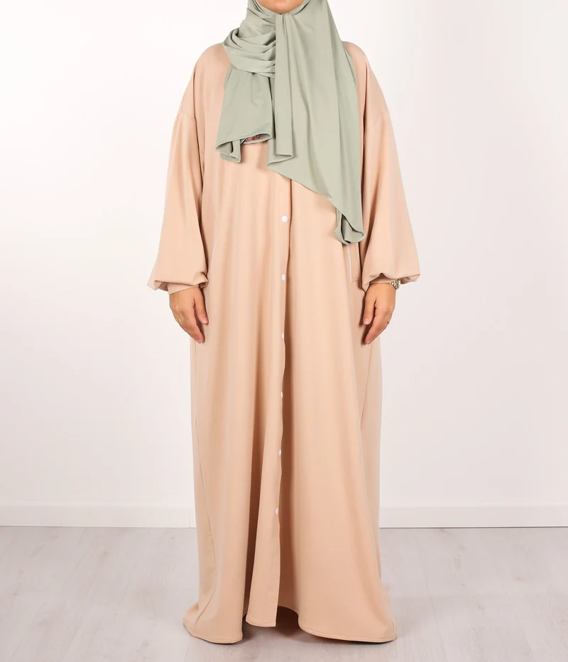 Knopf Abaya Suwayda Baumwolle - Puder