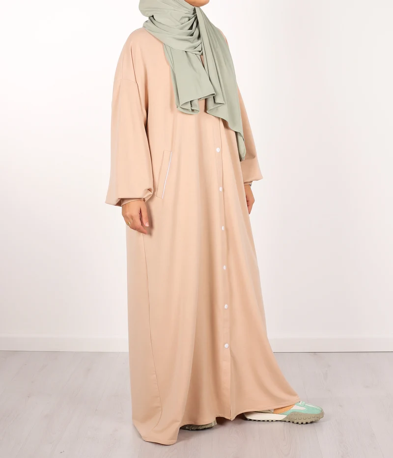 Knopf Abaya Suwayda Baumwolle - Puder