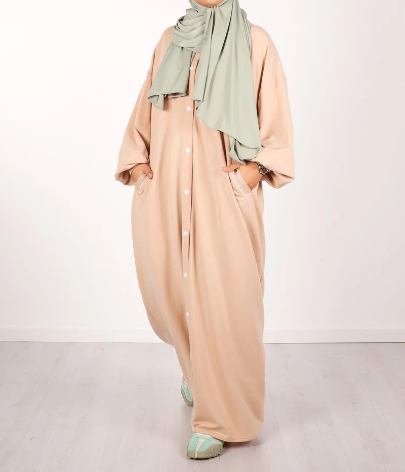 Knopf Abaya Suwayda Baumwolle - Puder