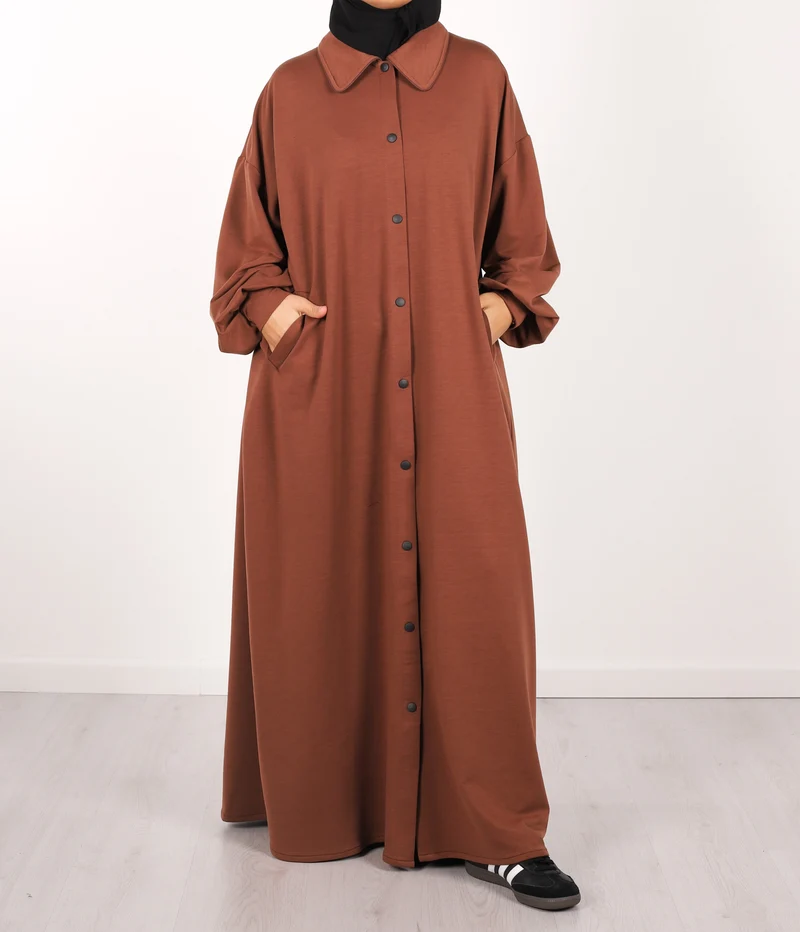 Knopf Abaya Suwayda Baumwolle - Kakao