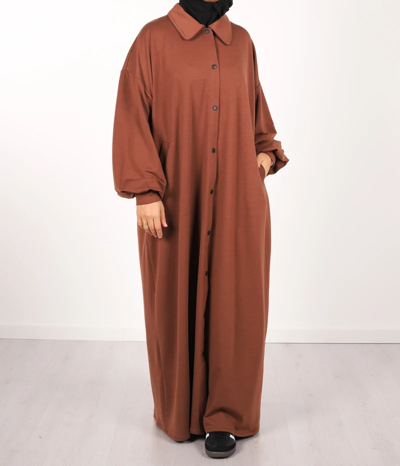 Knopf Abaya Suwayda Baumwolle - Kakao