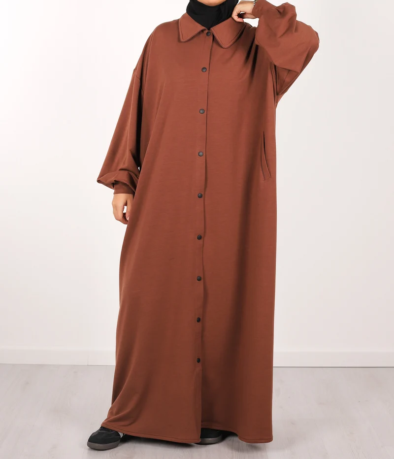Knopf Abaya Suwayda Baumwolle - Kakao