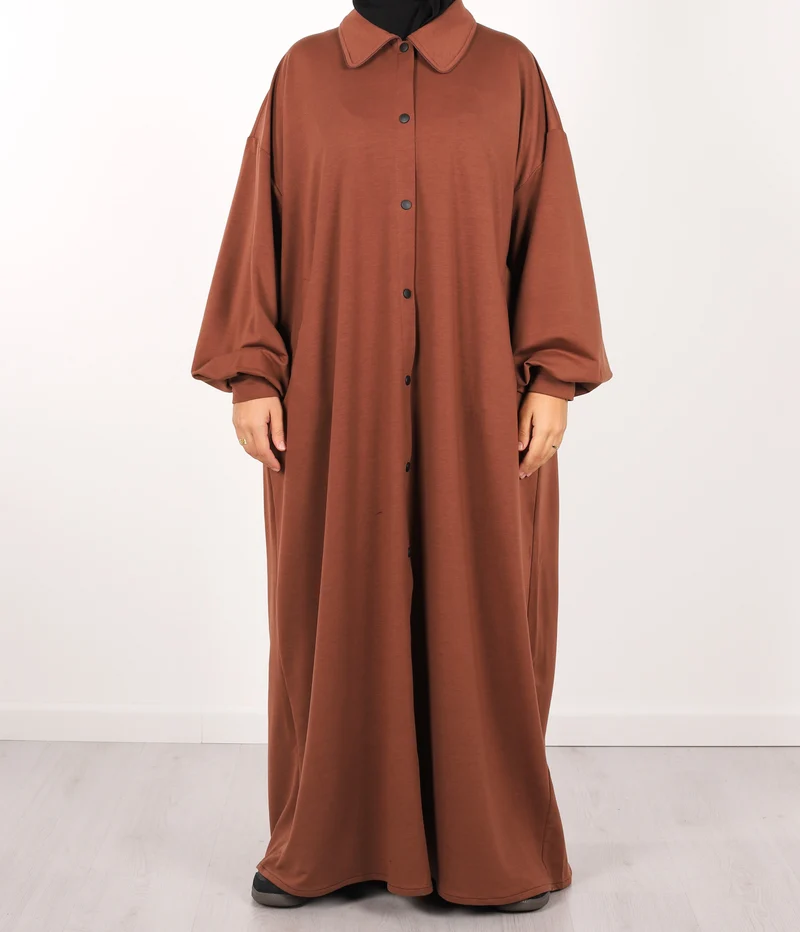 Knopf Abaya Suwayda Baumwolle - Kakao