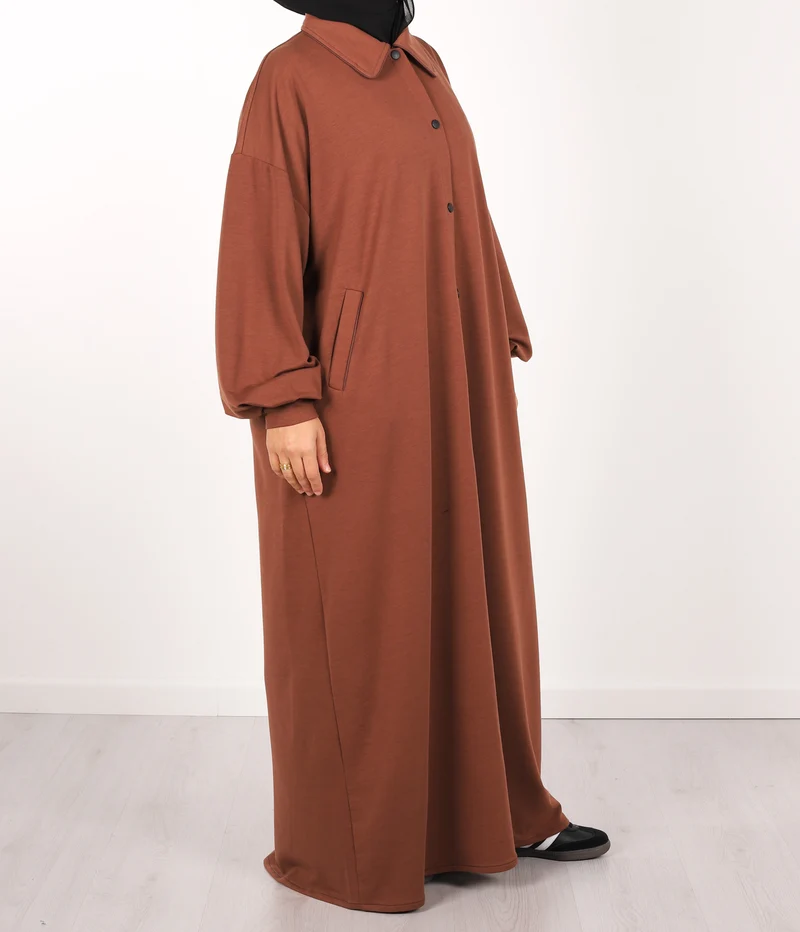 Knopf Abaya Suwayda Baumwolle - Kakao
