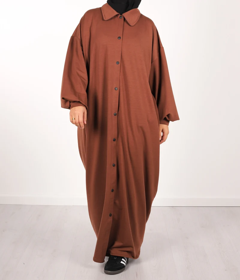 Knopf Abaya Suwayda Baumwolle - Kakao
