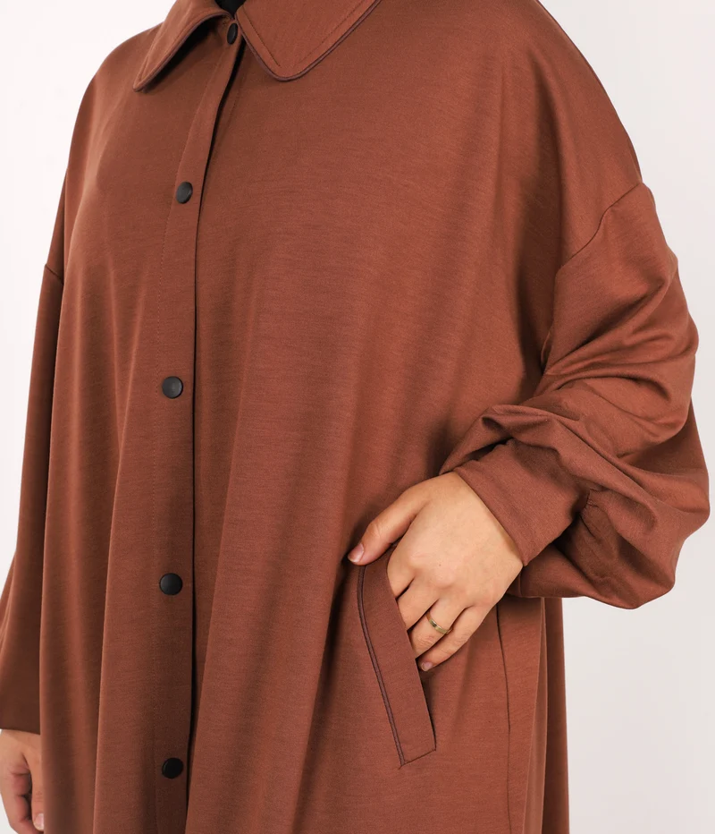 Knopf Abaya Suwayda Baumwolle - Kakao
