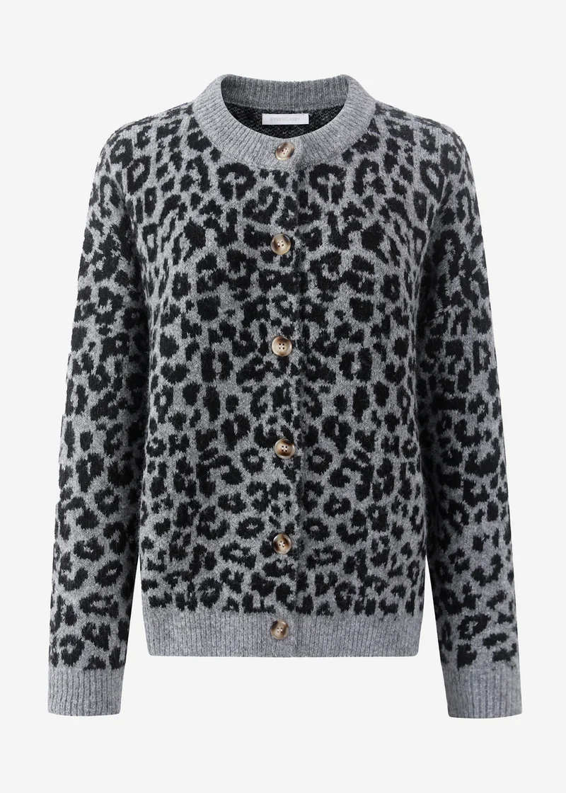 Cardigan mit Leo-Muster - grau