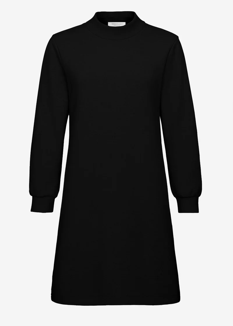 Sweatkleid mit Stehkragen - schwarz