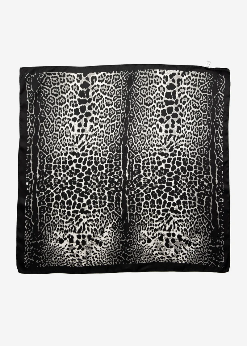 Halstuch mit Leo-Print - schwarz