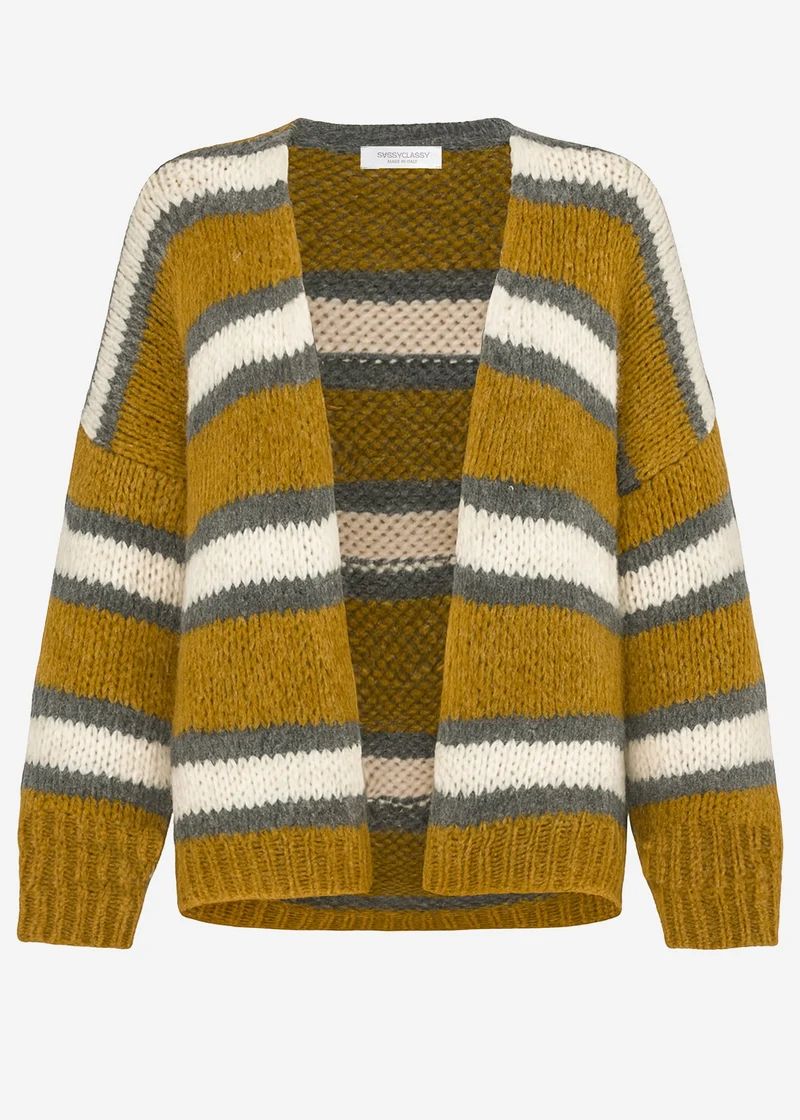 Gestreifter oversize Cardigan - grün