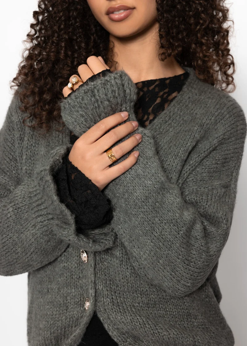 Cardigan mit Volants - dunkelgrau