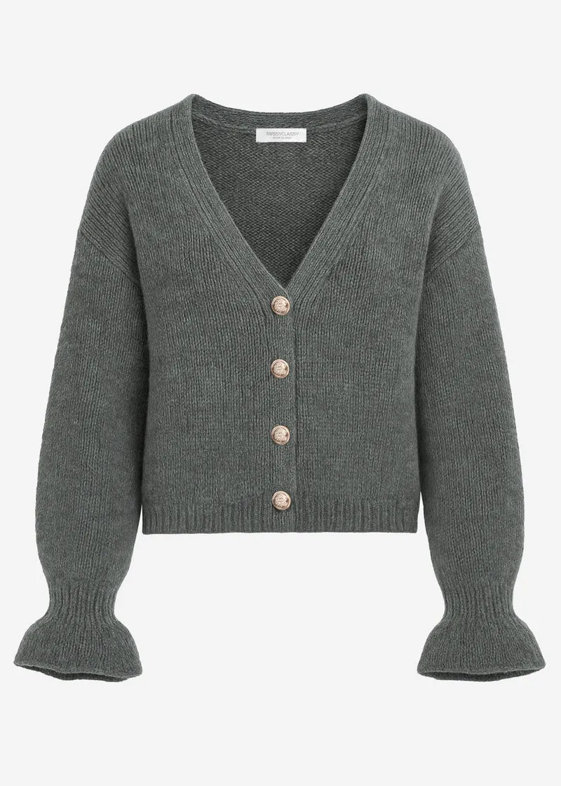 Cardigan mit Volants - dunkelgrau