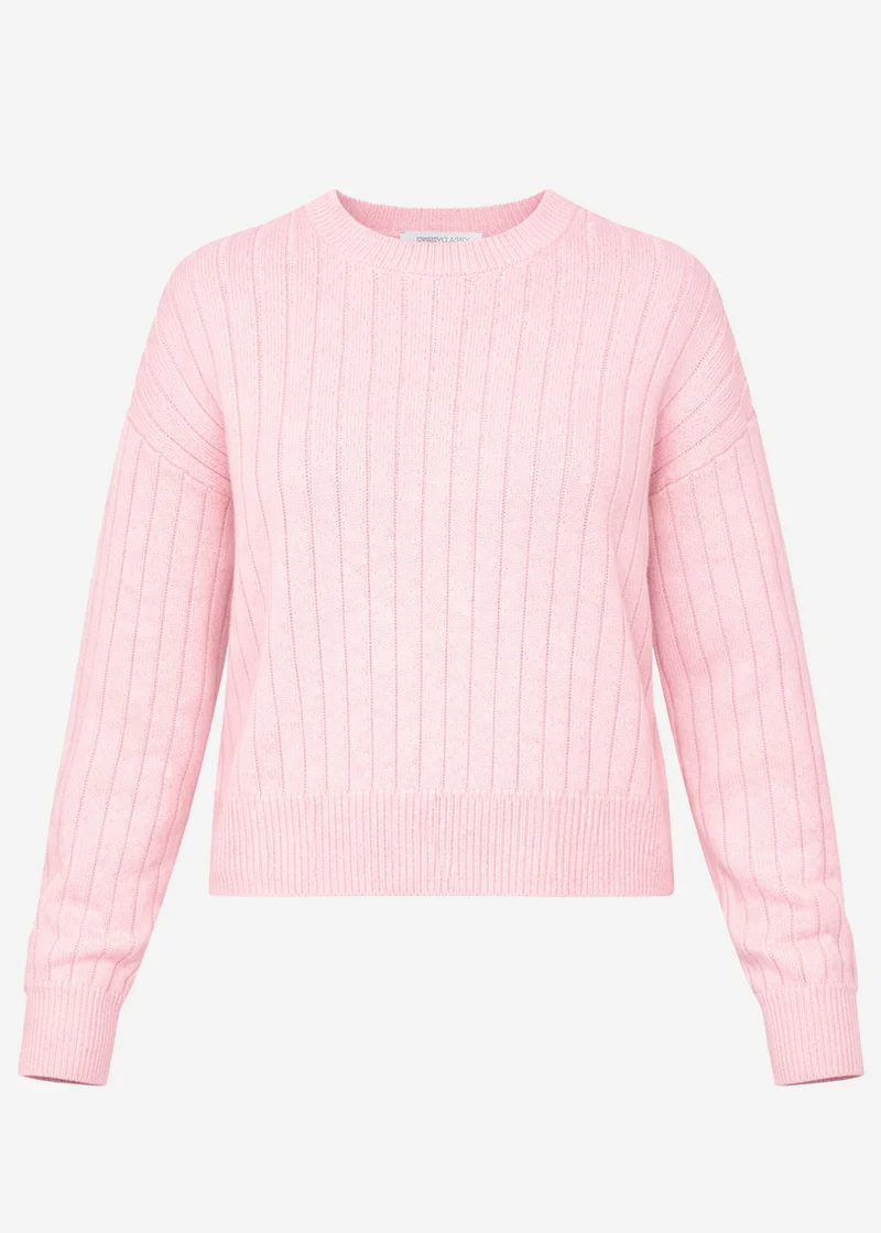 Gerippter Baumwollpullover - rosa