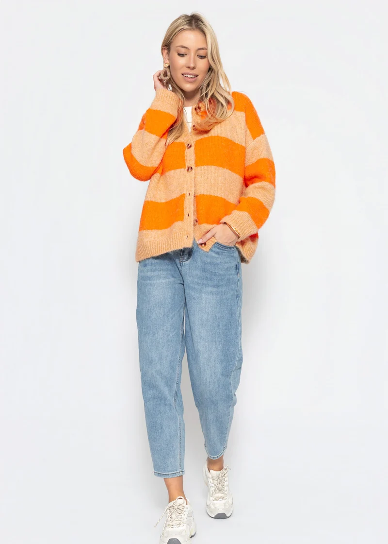 Cardigan mit Blockstreifen - orange
