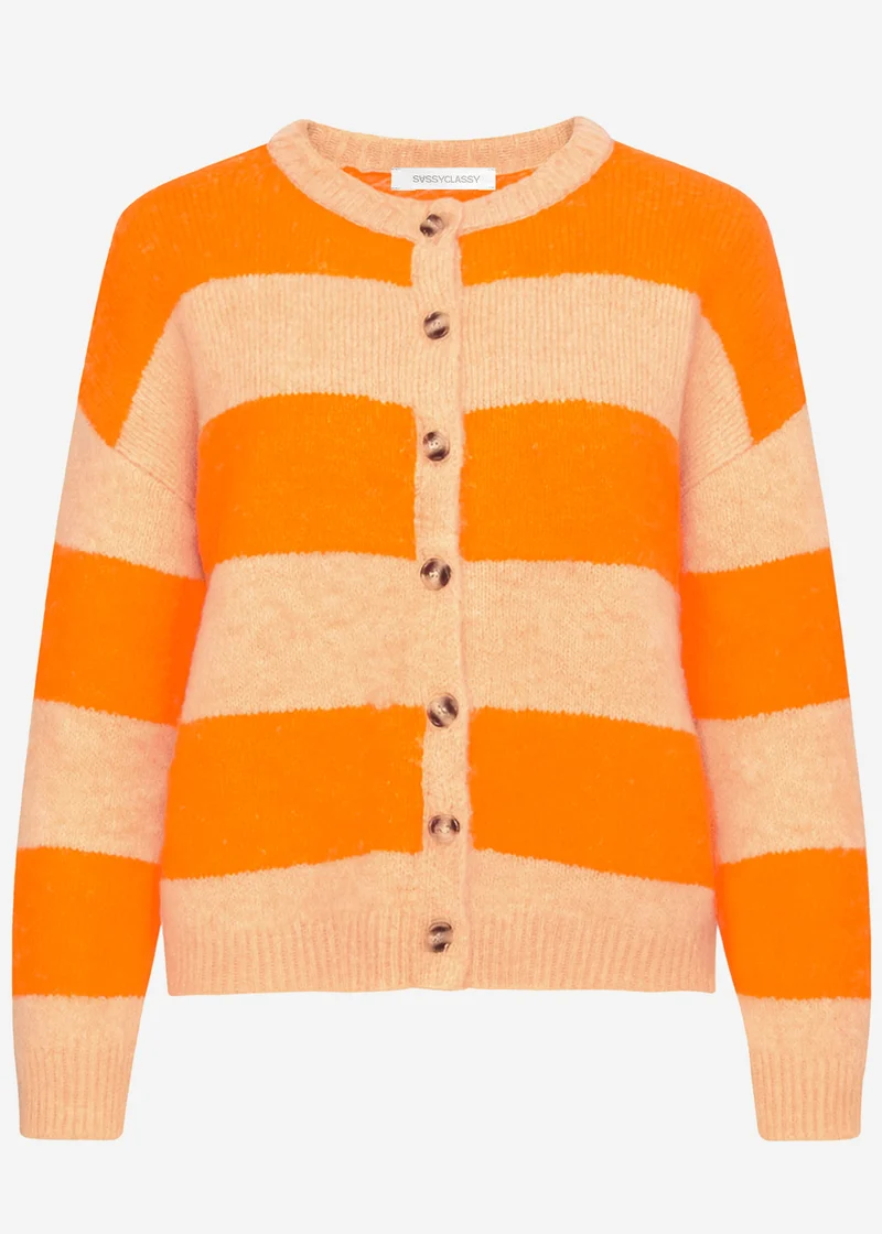Cardigan mit Blockstreifen - orange