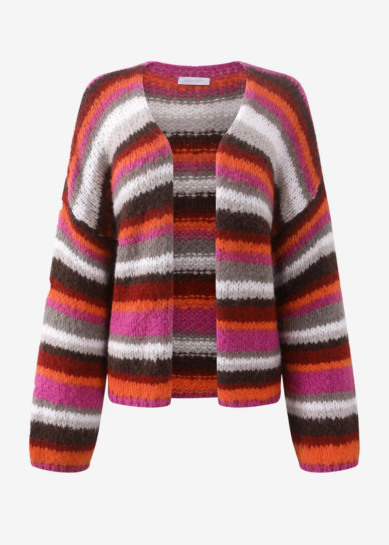 Gestreifter, mehrfarbiger Cardigan - orange