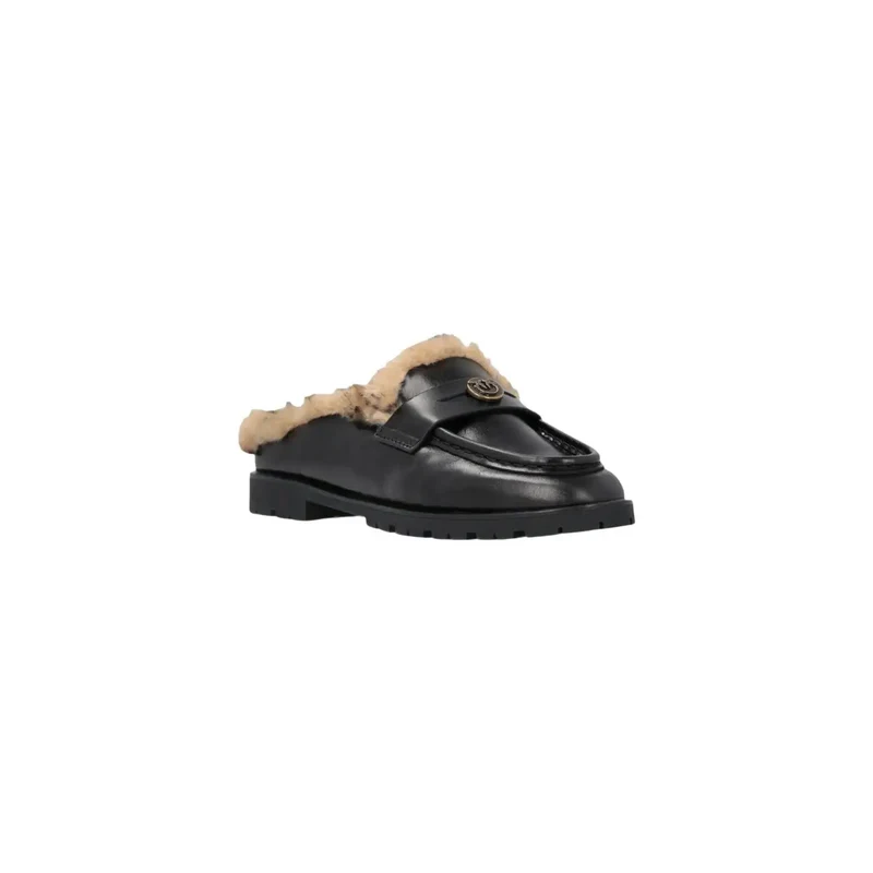 Pinko Schwarze Damen-Lederpantoffeln