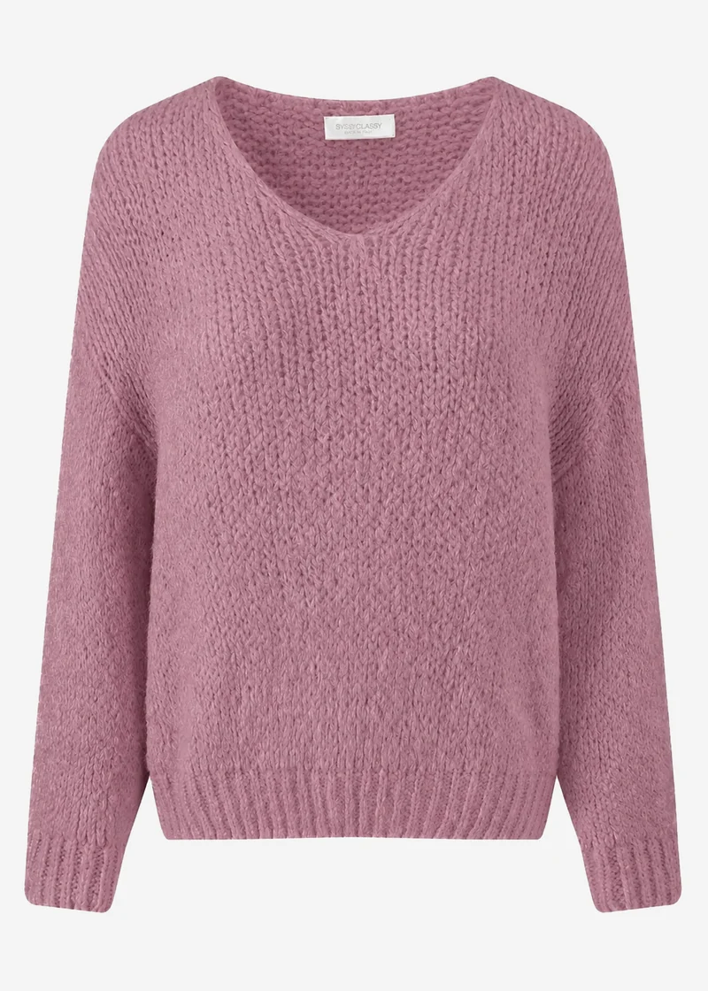 Oversize Pullover mit V-Ausschnitt - altrosa