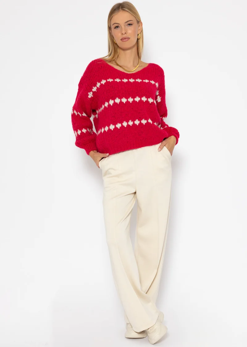 Pullover mit Fantasie-Streifenmuster - pink