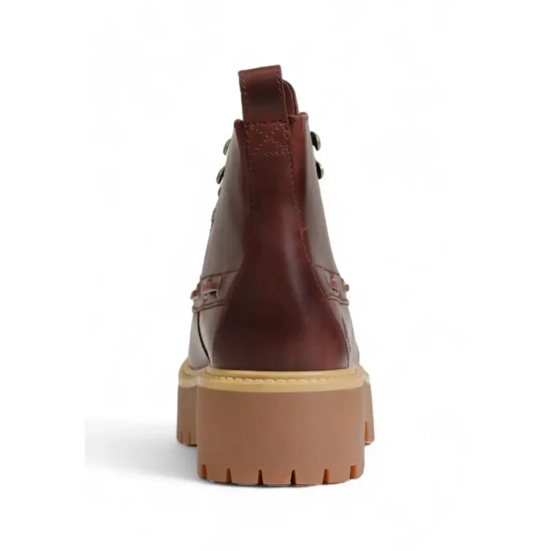 Timberland Damen-Schnürstiefel aus braunem Polyurethan, mittelhoch geschnitten