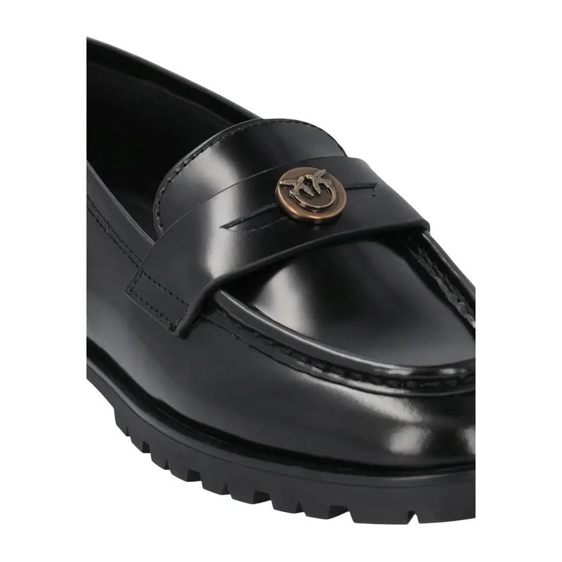 Pinko Schwarze Damen-Leder-Slipper, klassisch