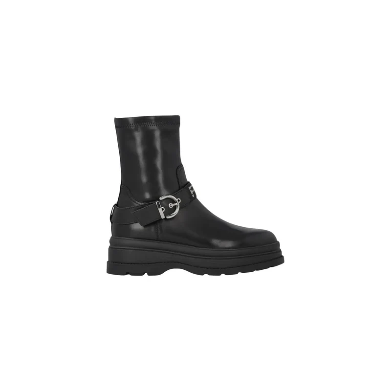 Pinko Damen-Ankle-Top aus schwarzem Leder Boots Beleg
