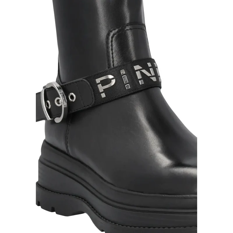 Pinko Damen-Ankle-Top aus schwarzem Leder Boots Beleg