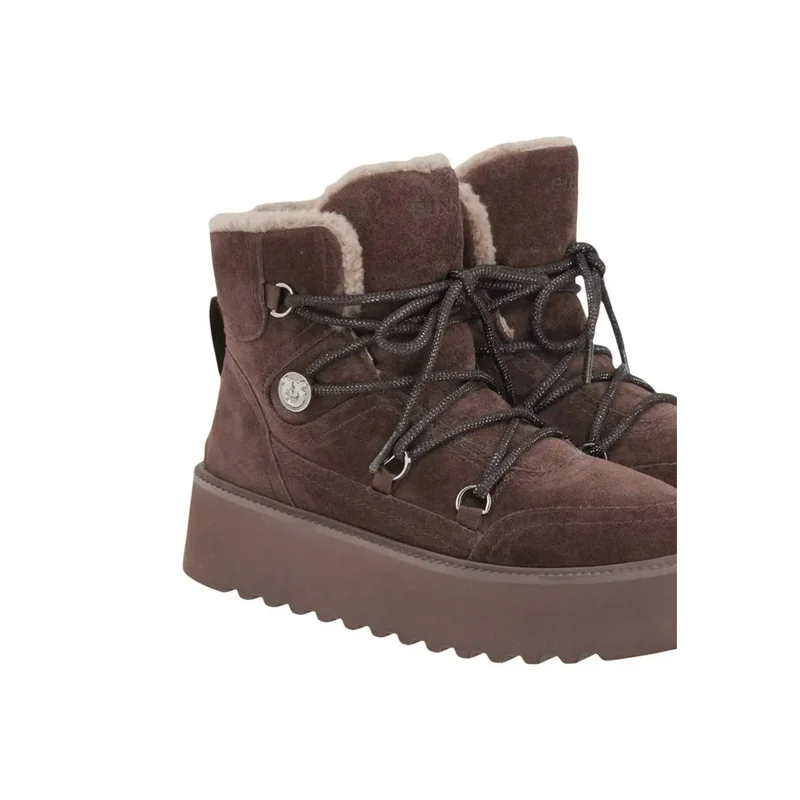 Pinko Damen-Leder-Ankle-Tops Boots Braune Schnürsenkel