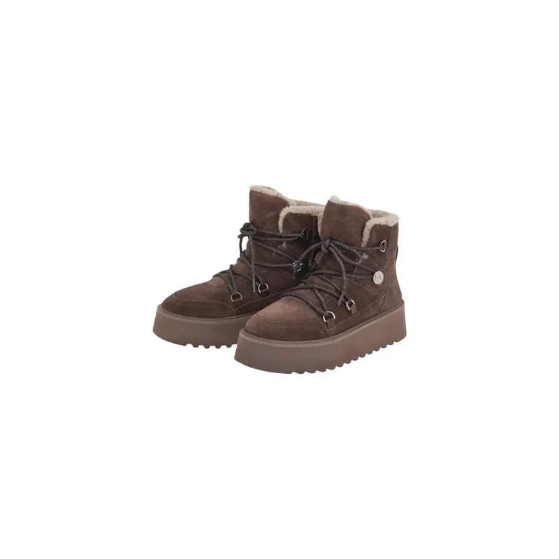 Pinko Damen-Leder-Ankle-Tops Boots Braune Schnürsenkel