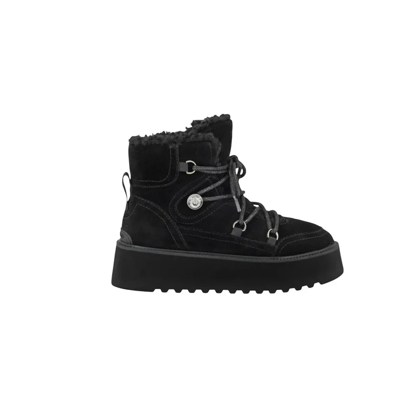 Pinko Damen-Leder-Ankle-Tops Boots Braune Schnürsenkel