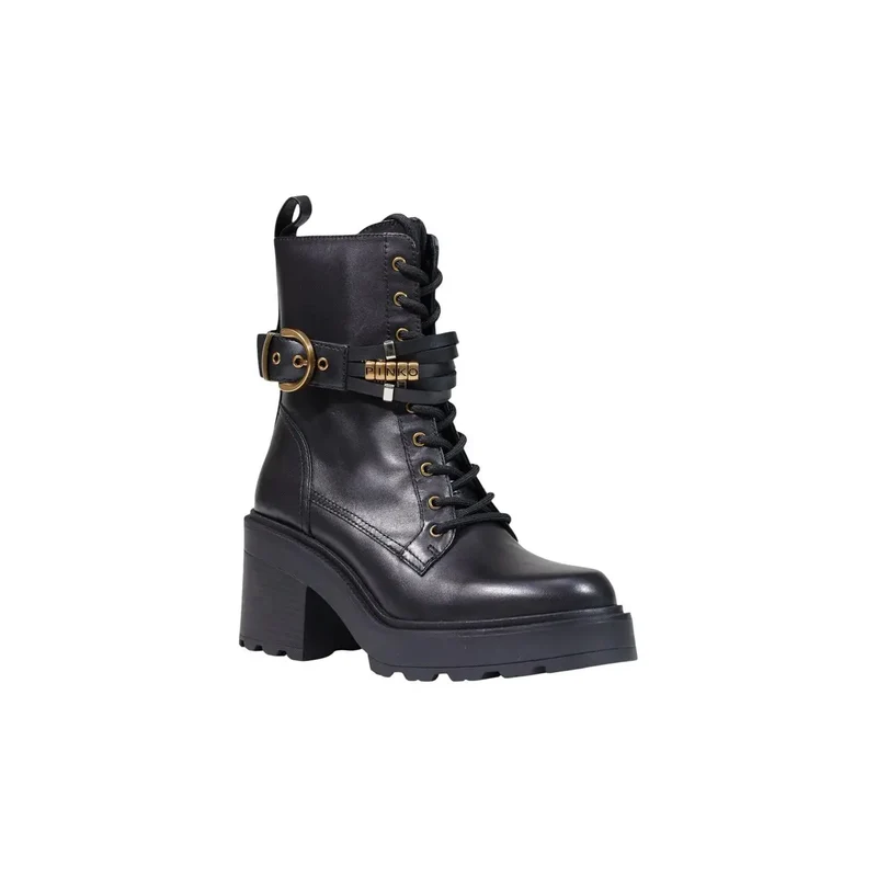 Pinko Damen-Leder-Ankle-Tops Boots Schwarzer Blockabsatz