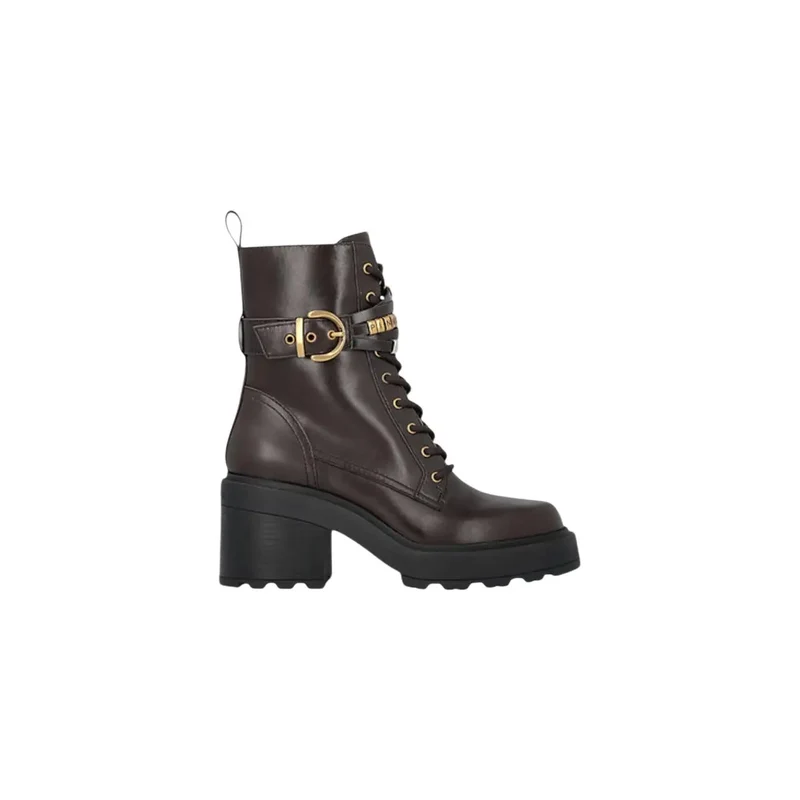 Pinko Damen-Leder-Ankle-Tops Boots Schwarzer Blockabsatz