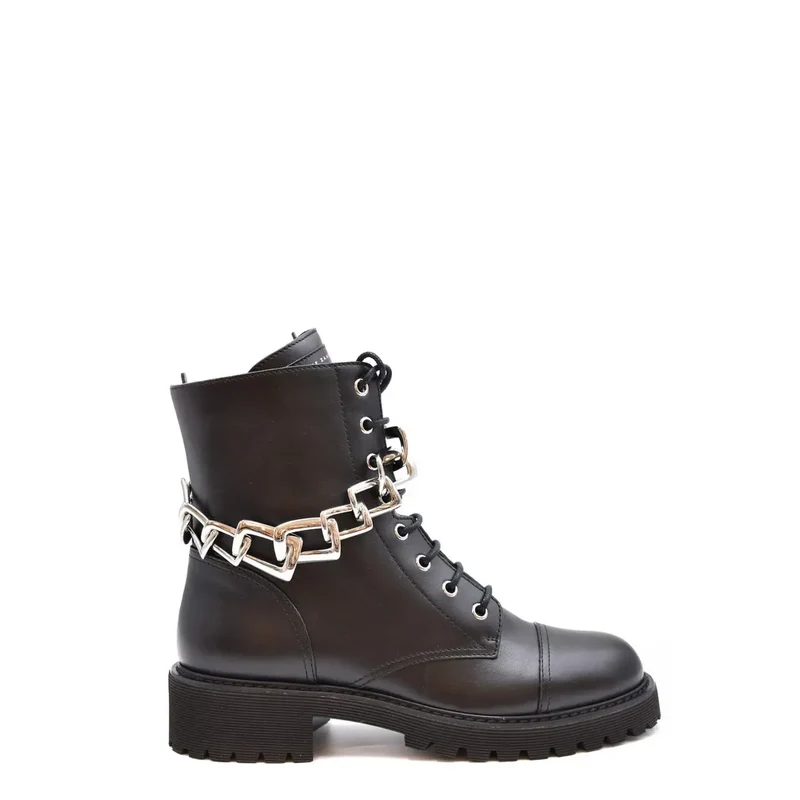 Giuseppe Zanotti Damen-Ankle-Top aus schwarzem Leder Boots Reißverschluss