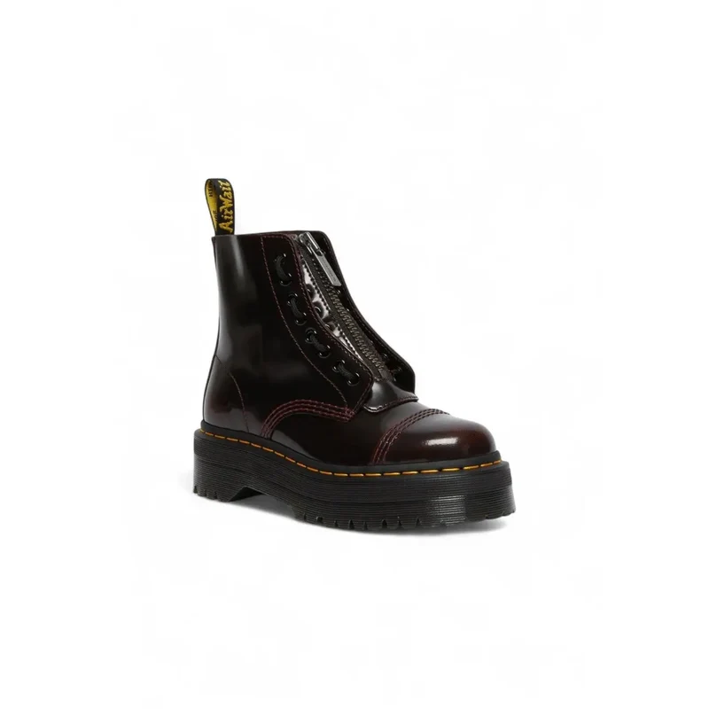 Dr. Martens Damen-Plateauschuhe aus bordeauxrotem Leder Boots