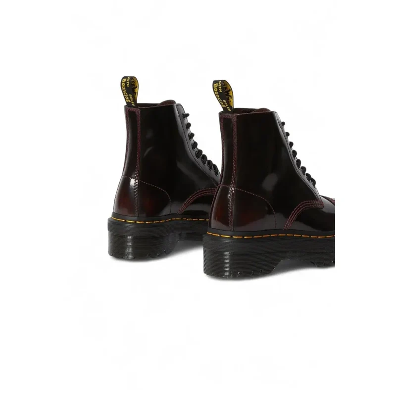 Dr. Martens Damen-Plateauschuhe aus bordeauxrotem Leder Boots