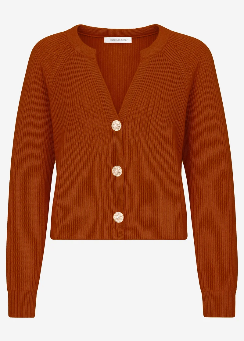 Cardigan mit V-Ausschnitt - braun