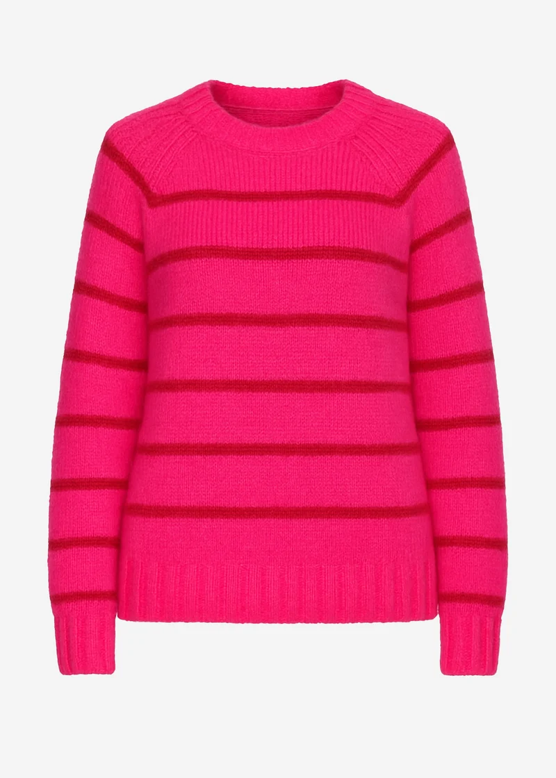 Gestreifter Pullover mit Rundhalsausschnitt - pink