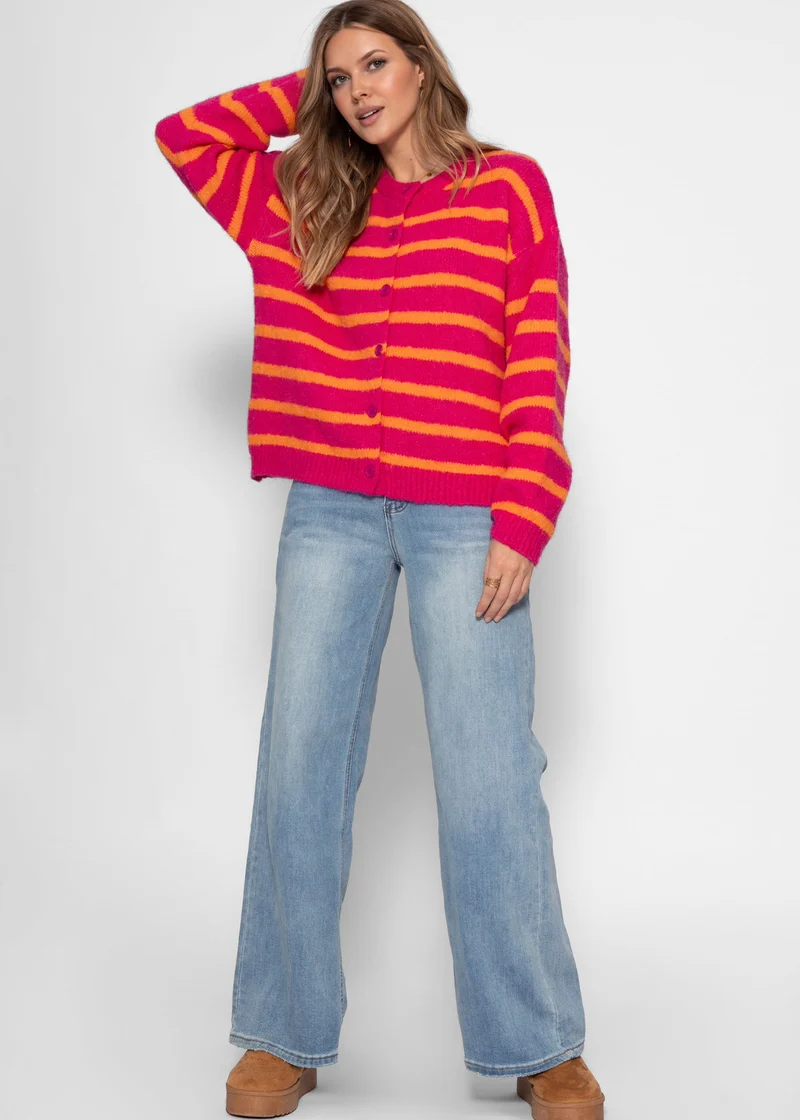 Cardigan mit Streifen - orange-pink