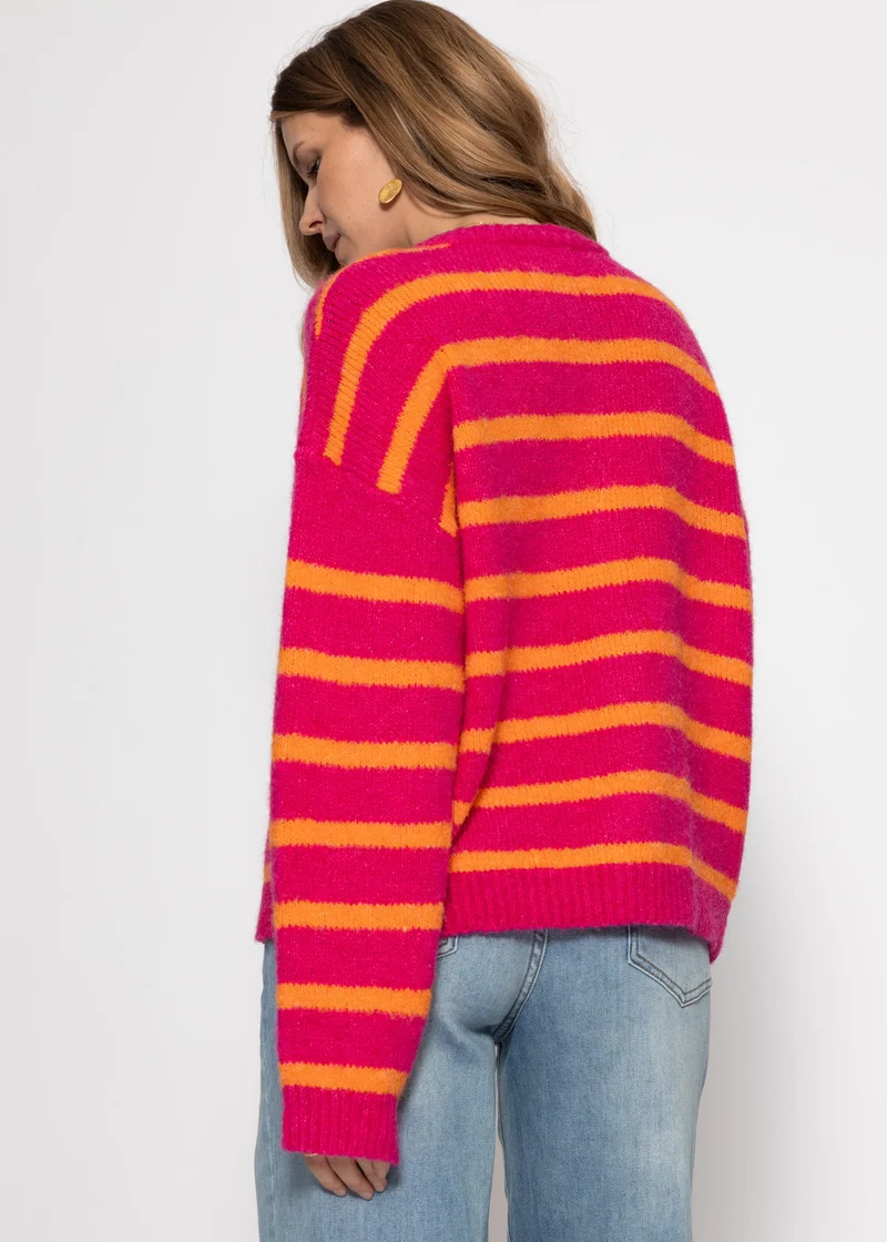 Cardigan mit Streifen - orange-pink