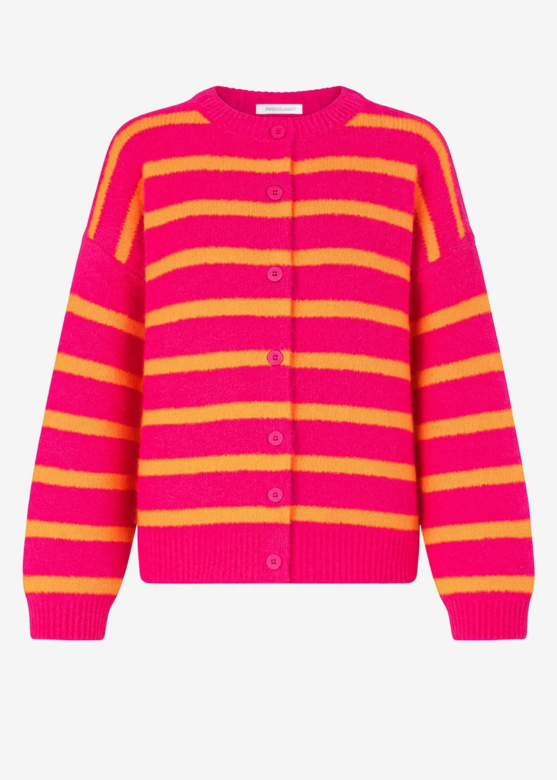 Cardigan mit Streifen - orange-pink