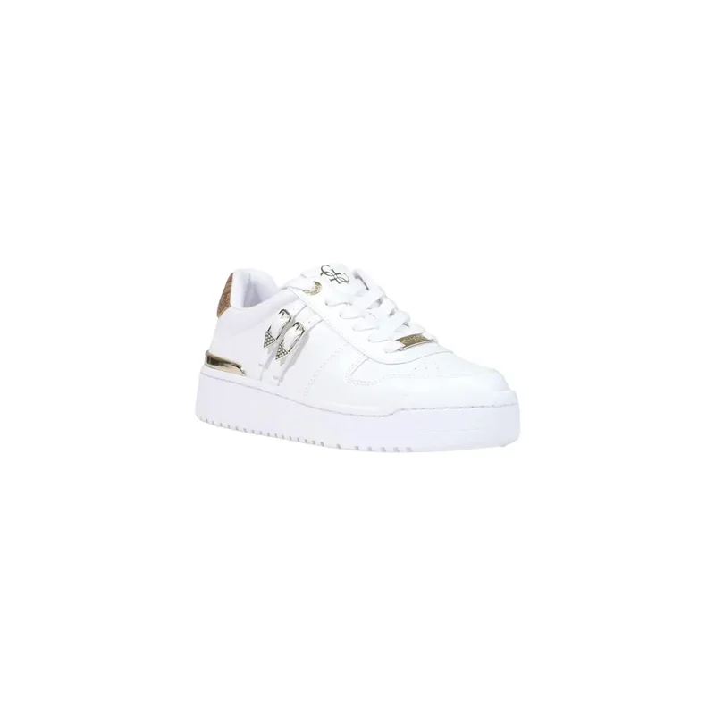 Guess Frauen Sneakers Weiße Polyurethan-Schnürschuhe
