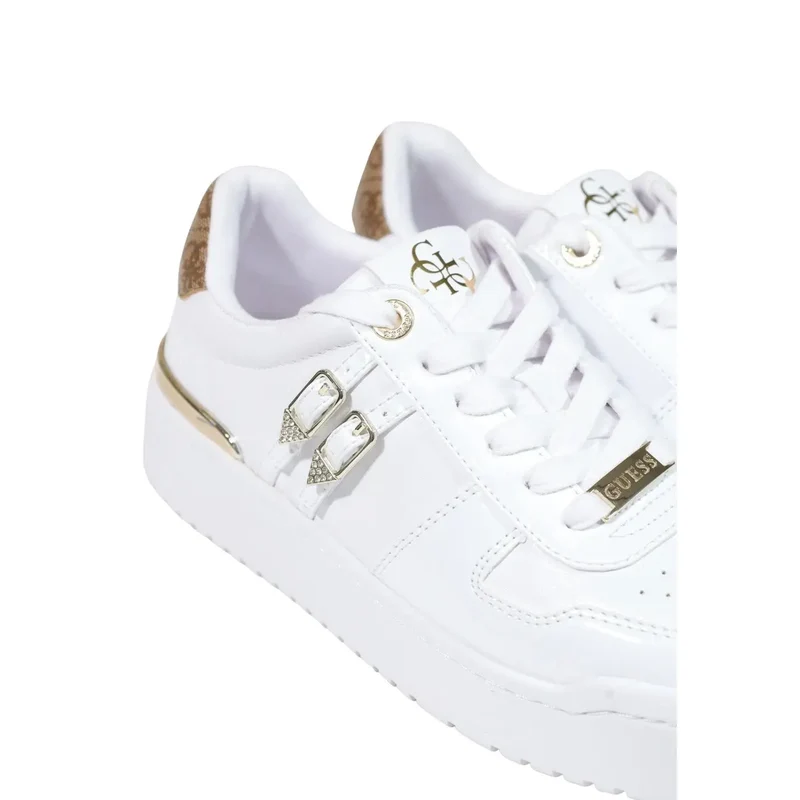 Guess Frauen Sneakers Weiße Polyurethan-Schnürschuhe