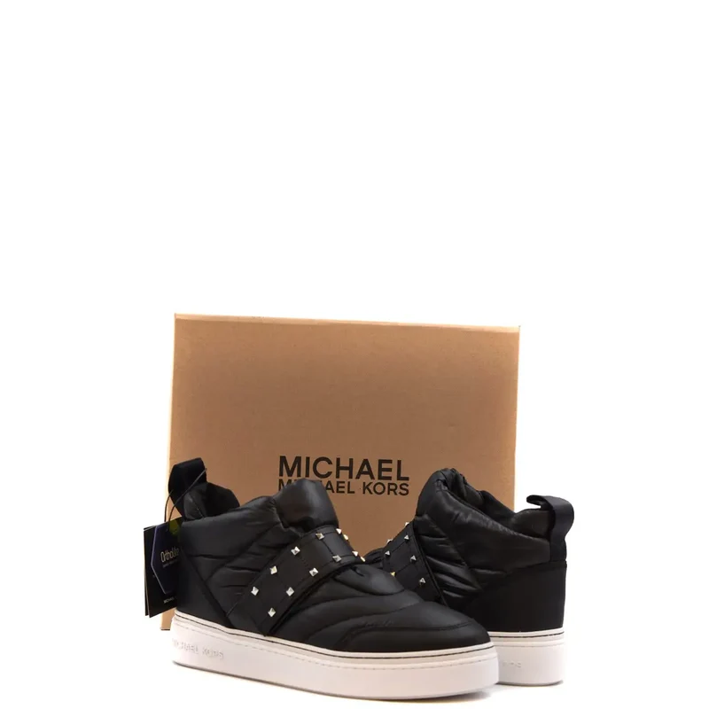 Michael Kors Damen-Nylonhose, schwarz Sneakers Lederbesatz