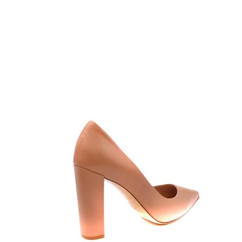 Ninalilou Damen-Pumps aus rosafarbenem Leder mit Blockabsatz