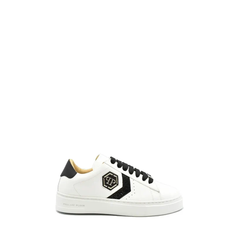 Philipp Plein Damen Leder Sneakers Weiße Schnürschuhe