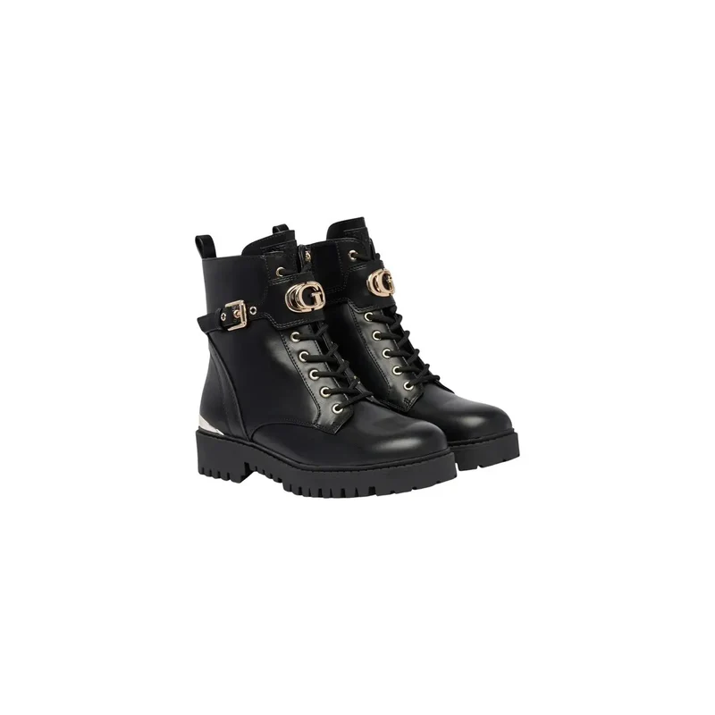 Guess Schwarze Damen-Knöchelschuhe aus Polyurethan mit Schnürung Boots