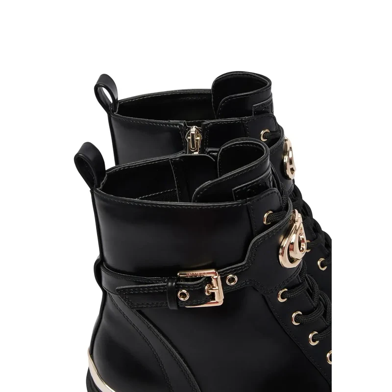 Guess Schwarze Damen-Knöchelschuhe aus Polyurethan mit Schnürung Boots