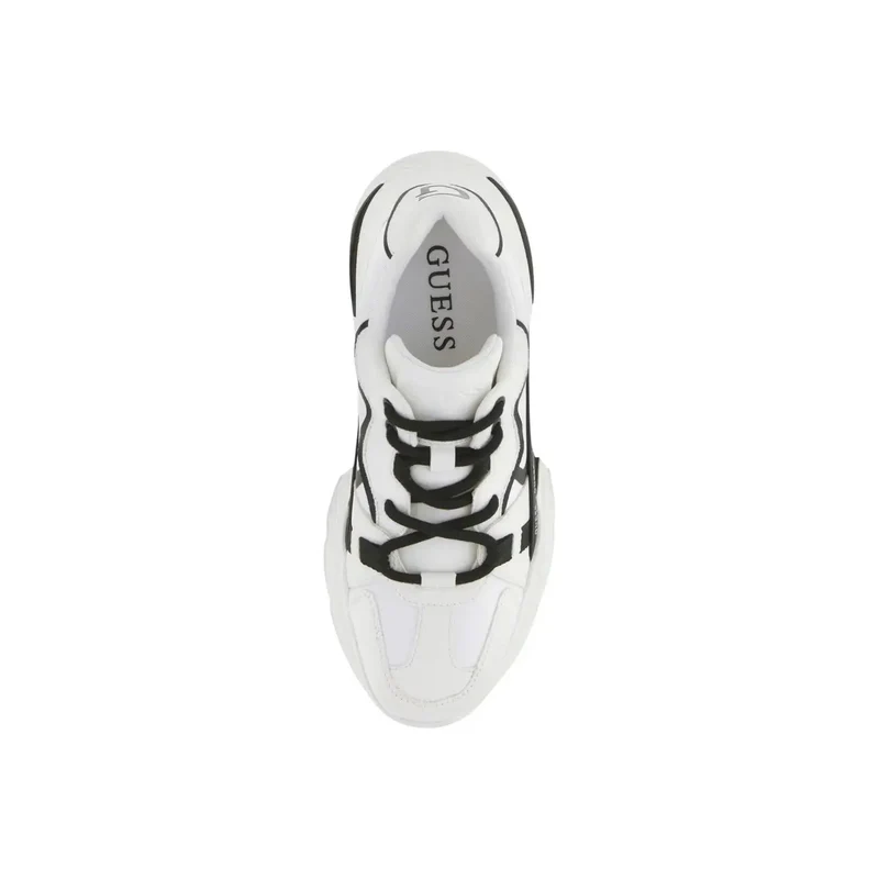 Guess Damen Leder Sneakers Schwarze geometrische