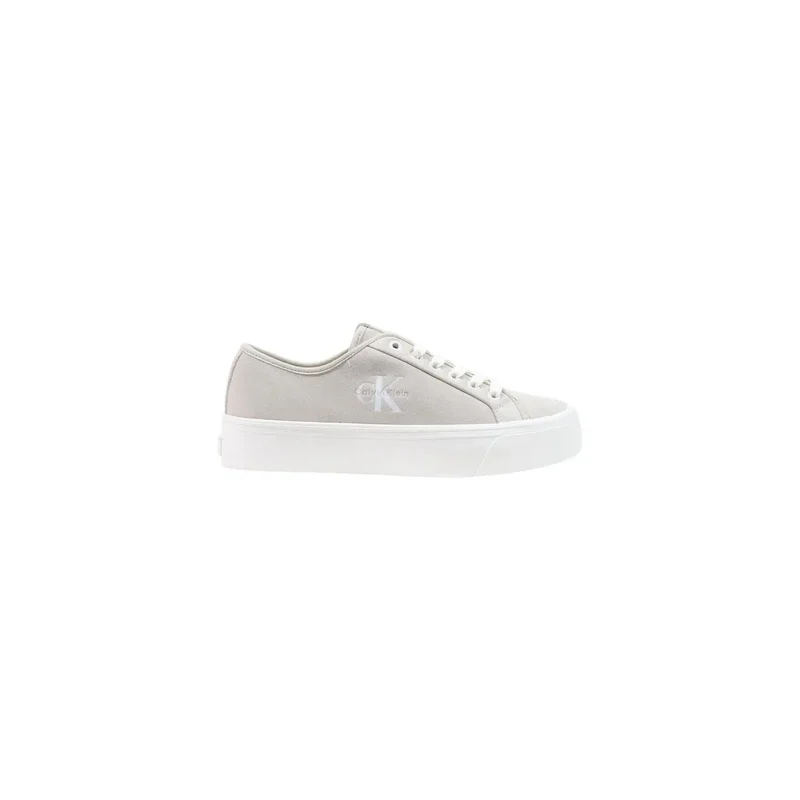 Calvin Klein Damen Leder Sneakers Weiße Schnürschuhe